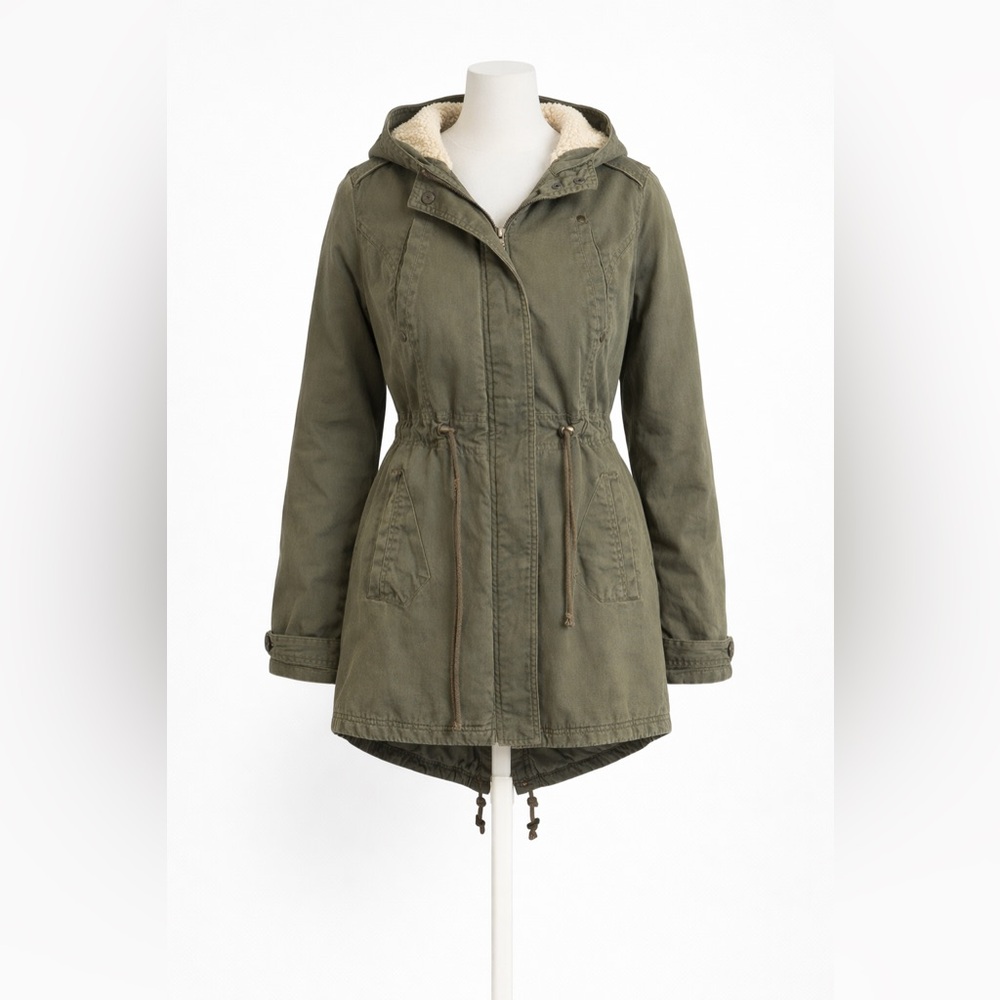 American Rag Olive Green Utility Jacket XS Hooded Military Anorak Cargo Coat